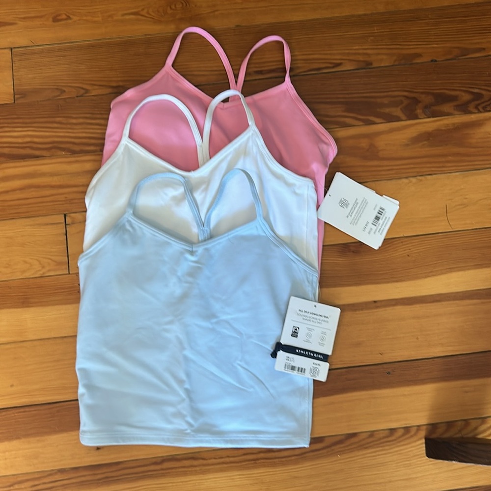 Athleta girl all day longline bra, set of 3, size 12